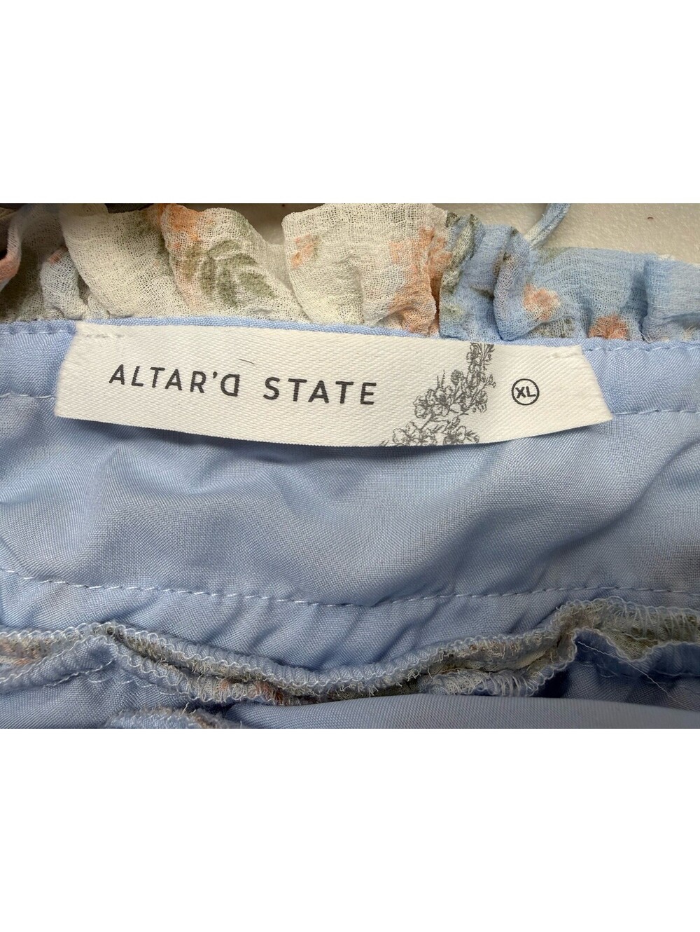 Altard State Womens XL Longsleeved Dress Lt Blue Floral Ruffles Romantic Tiered - Picture 8 of 8